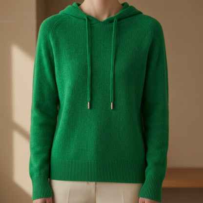Knitted Hoodie Sweater Cashmere Blend Refined Style – Elara