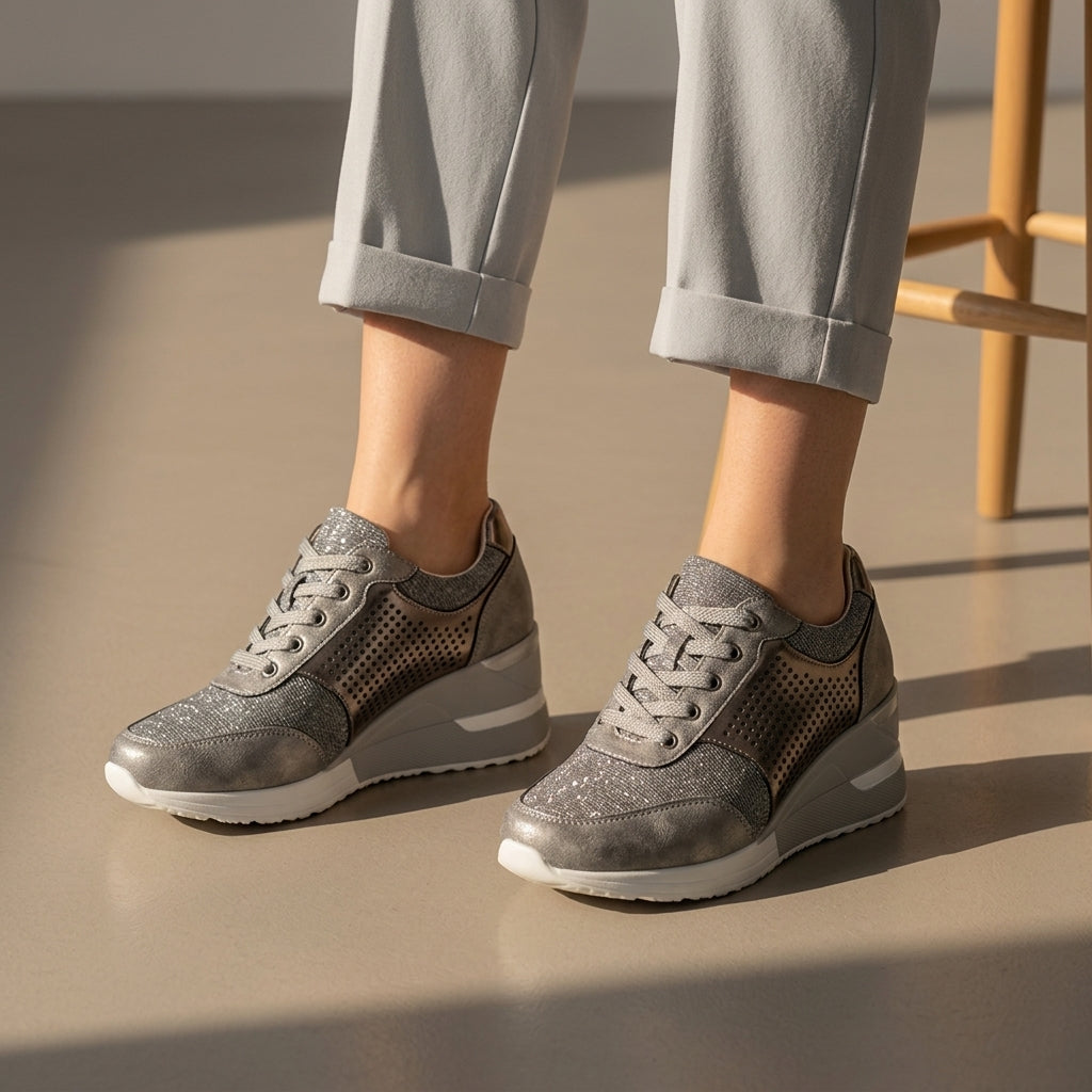 Orthopedic Wedge Sneakers for Women Mesh Synthetic Leather – Maribel