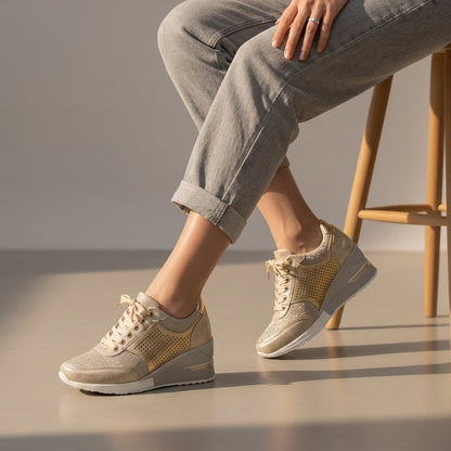 Orthopedic Wedge Sneakers for Women Mesh Synthetic Leather – Maribel
