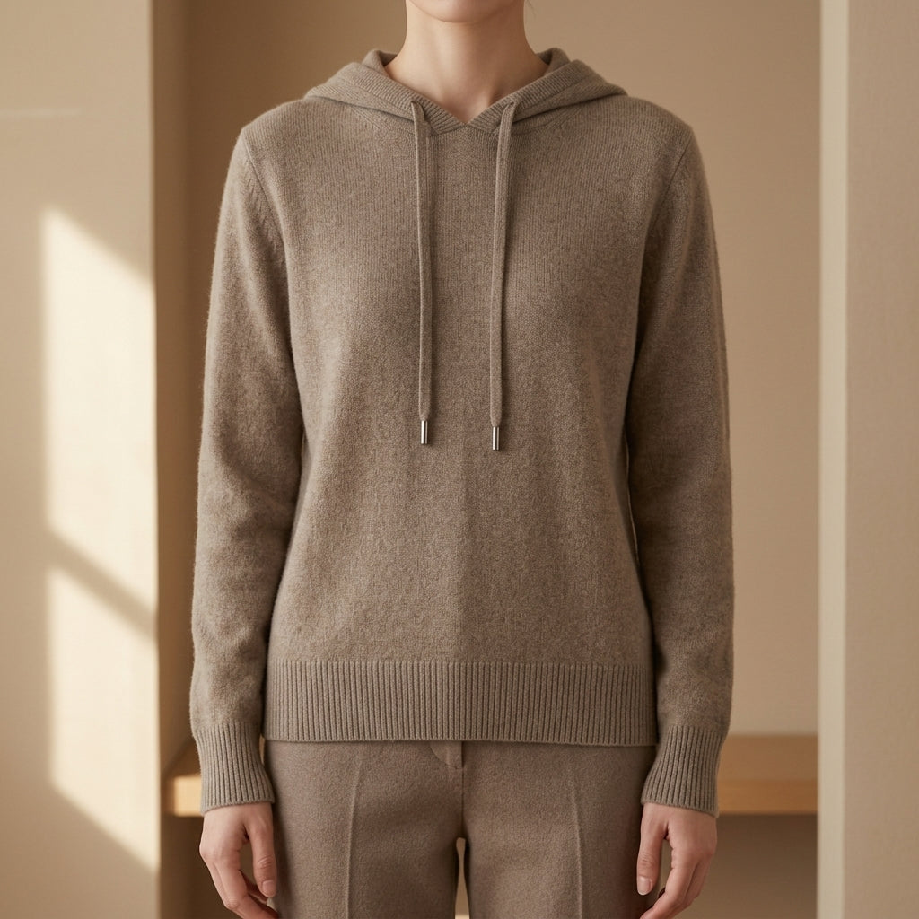 Knitted Hoodie Sweater Cashmere Blend Refined Style – Elara