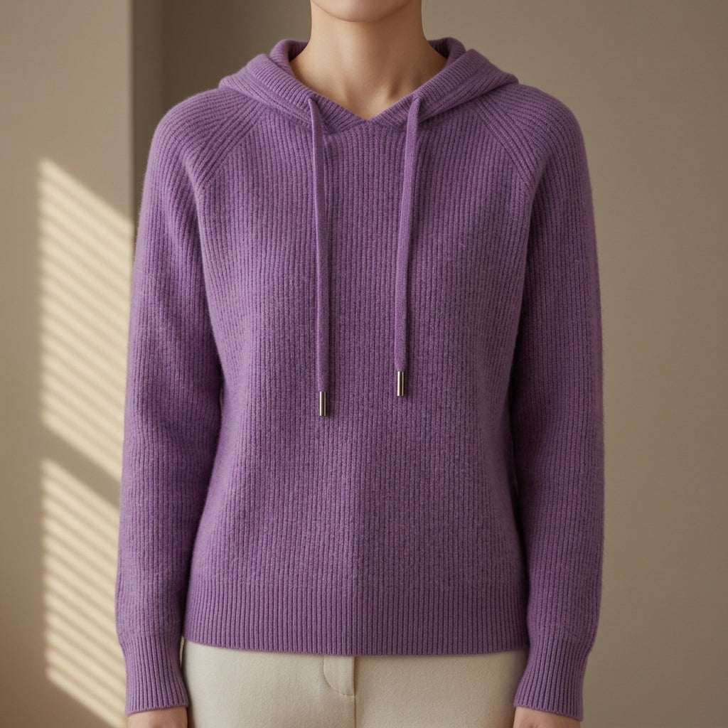Knitted Hoodie Sweater Cashmere Blend Refined Style – Elara