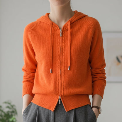 Knit Zip Hoodie Cashmere Blend Refined Comfort – Elara