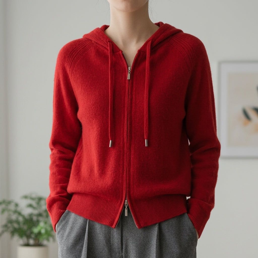 Knit Zip Hoodie Cashmere Blend Refined Comfort – Elara