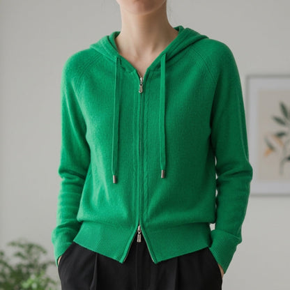 Knit Zip Hoodie Cashmere Blend Refined Comfort – Elara