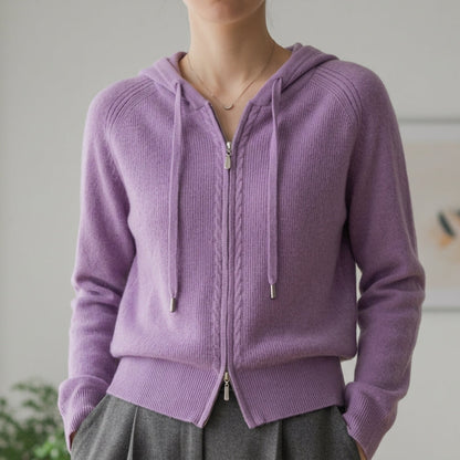 Knit Zip Hoodie Cashmere Blend Refined Comfort – Elara
