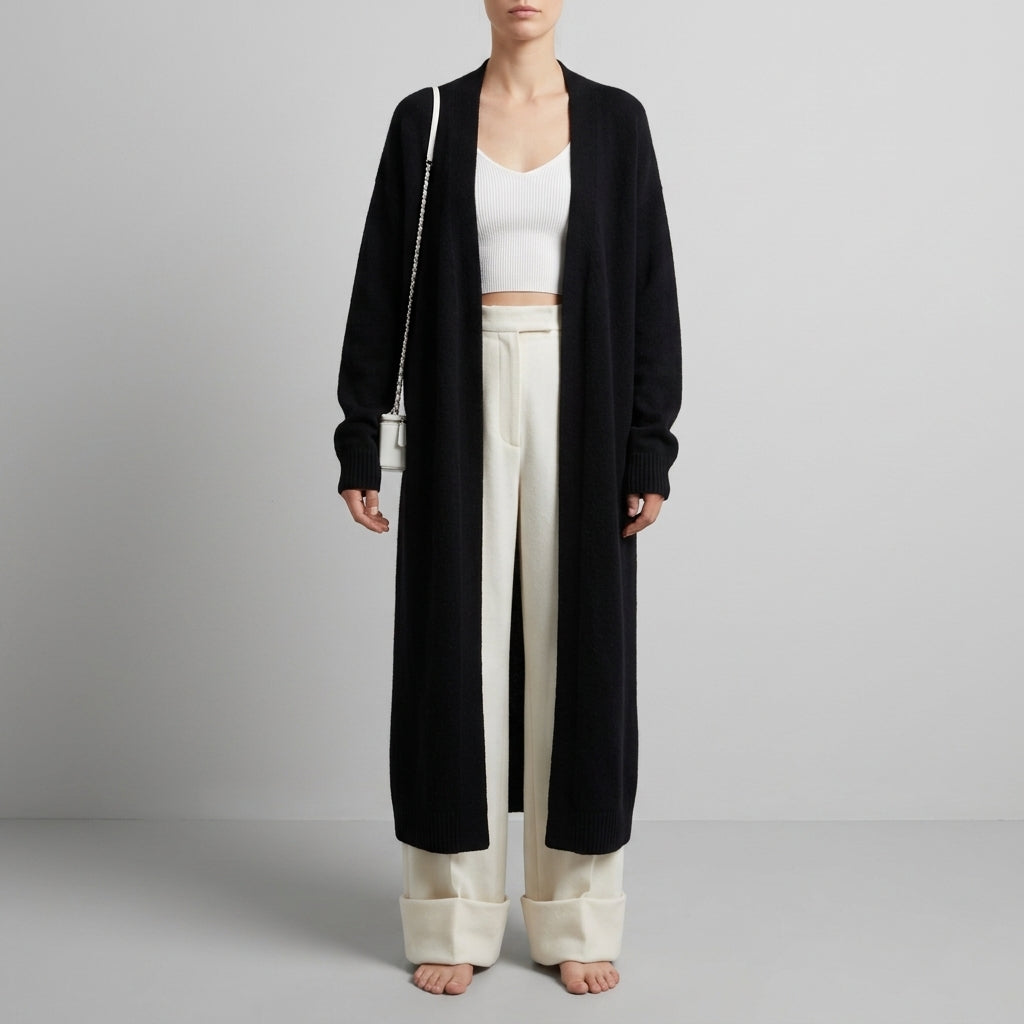 Women's Fluffy Long Cardigan Soft Knit Layering – Elara