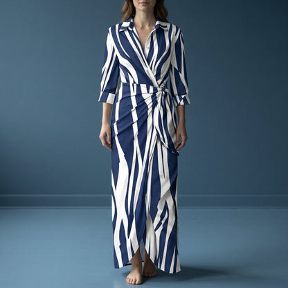 Women's Flowing Wrap Dress Elegant Fabric Blend – Elara