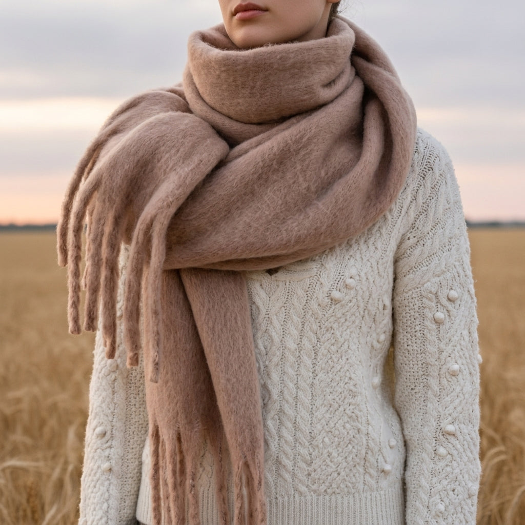 Cashmere Blend Scarf With Tassels, Soft Drape – Serena