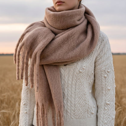 Cashmere Blend Scarf With Tassels, Soft Drape – Serena
