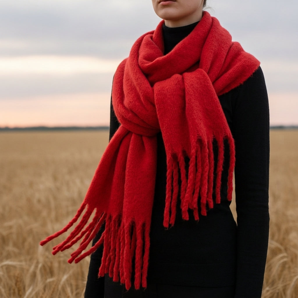 Cashmere Blend Scarf With Tassels, Soft Drape – Serena