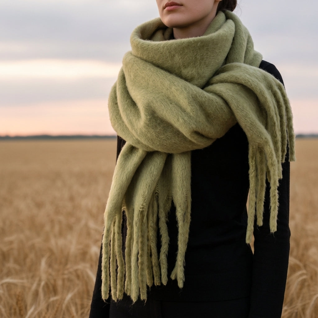 Cashmere Blend Scarf With Tassels, Soft Drape – Serena
