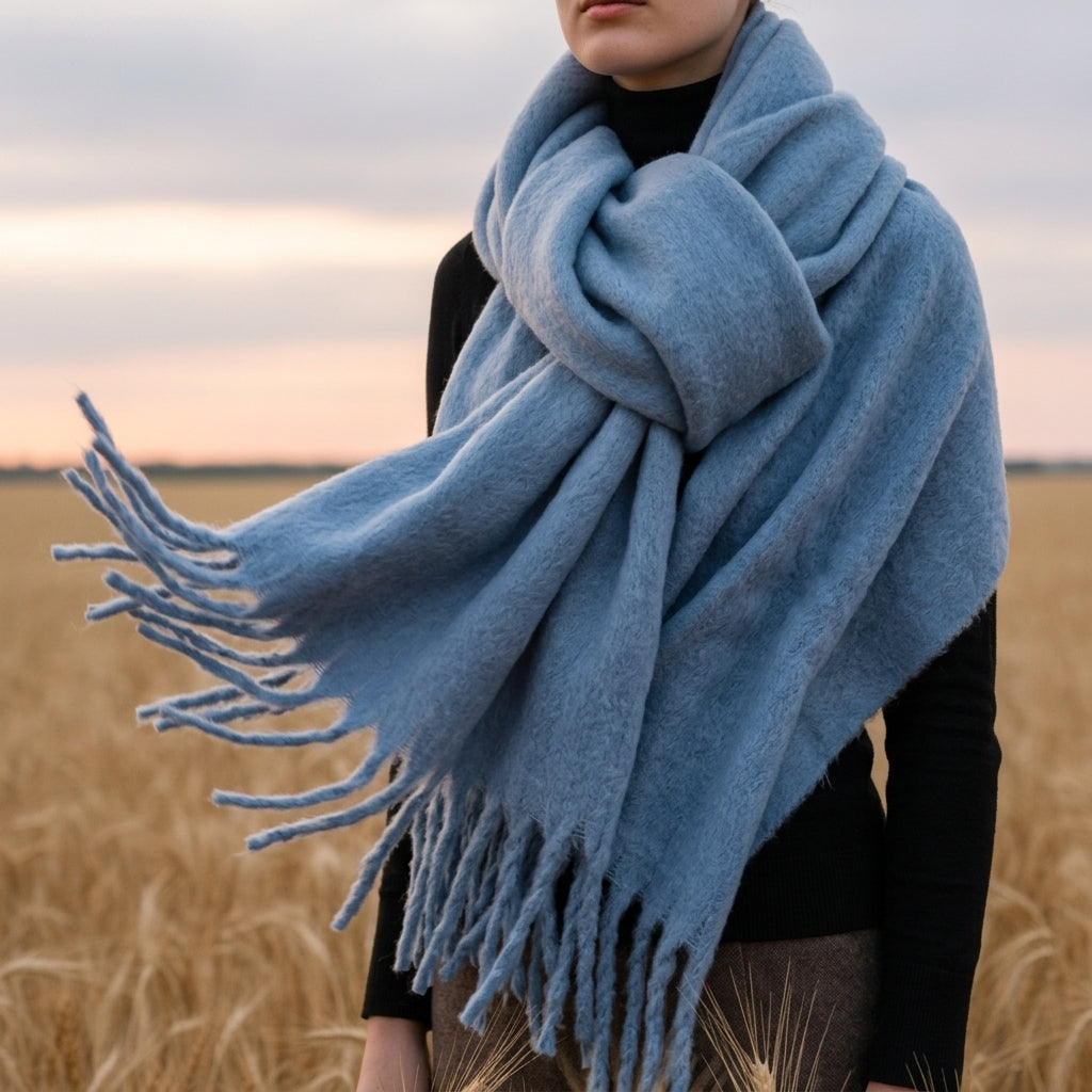 Cashmere Blend Scarf With Tassels, Soft Drape – Serena
