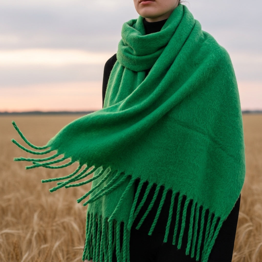 Cashmere Blend Scarf With Tassels, Soft Drape – Serena