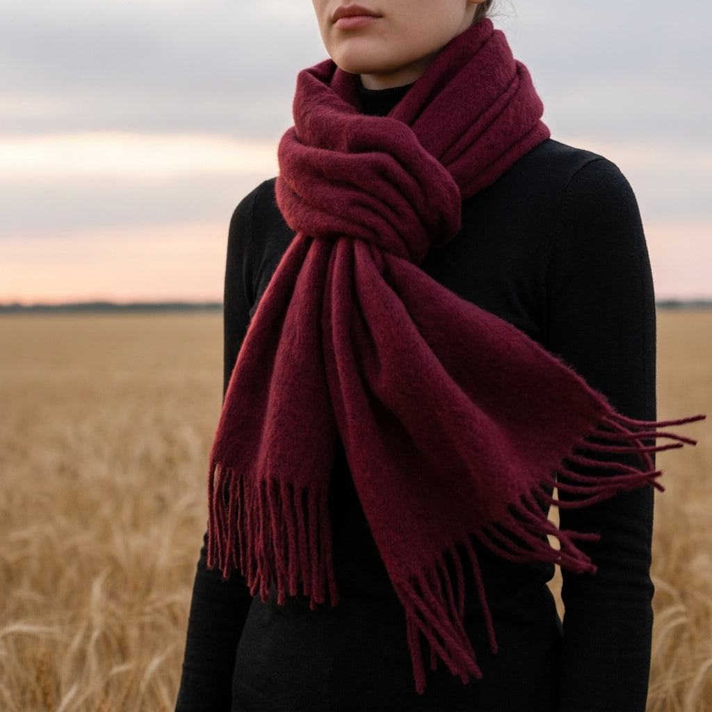 Cashmere Blend Scarf With Tassels, Soft Drape – Serena