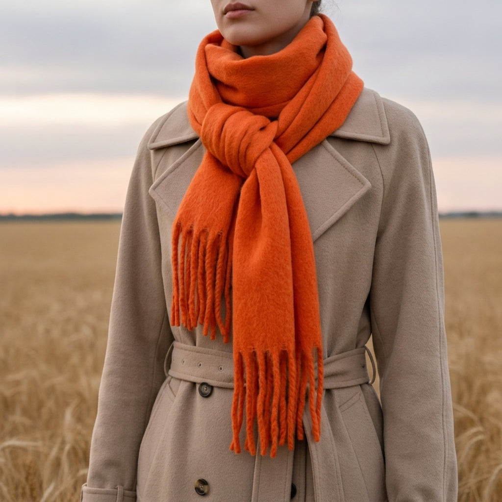 Cashmere Blend Scarf With Tassels, Soft Drape – Serena
