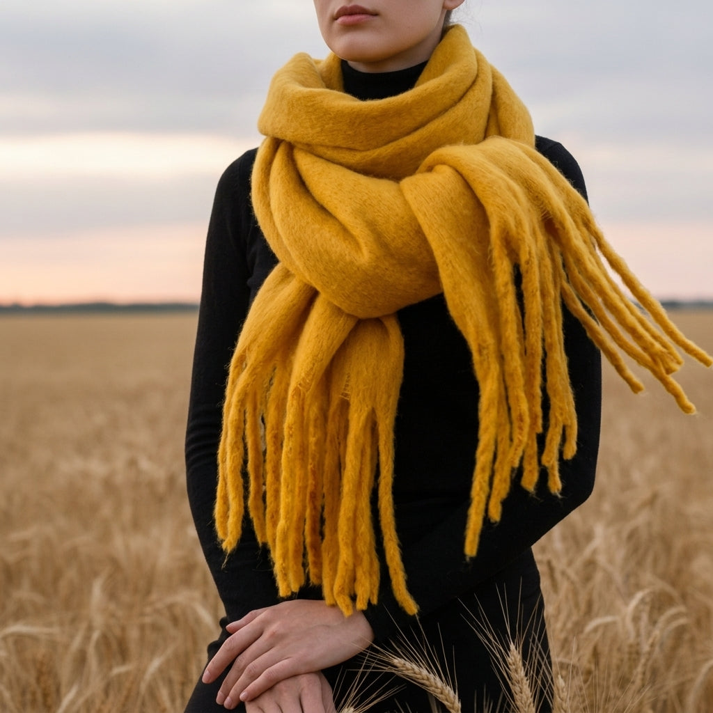 Cashmere Blend Scarf With Tassels, Soft Drape – Serena
