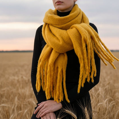 Cashmere Blend Scarf With Tassels, Soft Drape – Serena