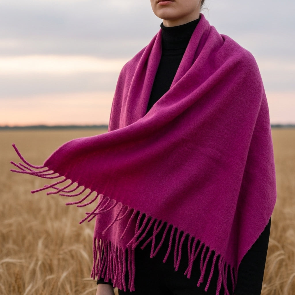 Cashmere Blend Scarf With Tassels, Soft Drape – Serena