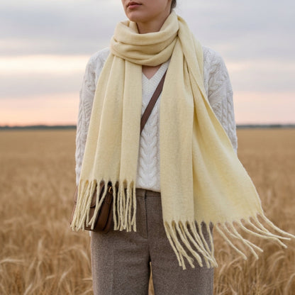 Cashmere Blend Scarf With Tassels, Soft Drape – Serena