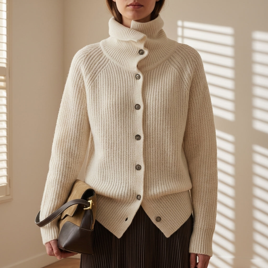 Women's Knit Cardigan Soft Turtleneck Blend – Elara