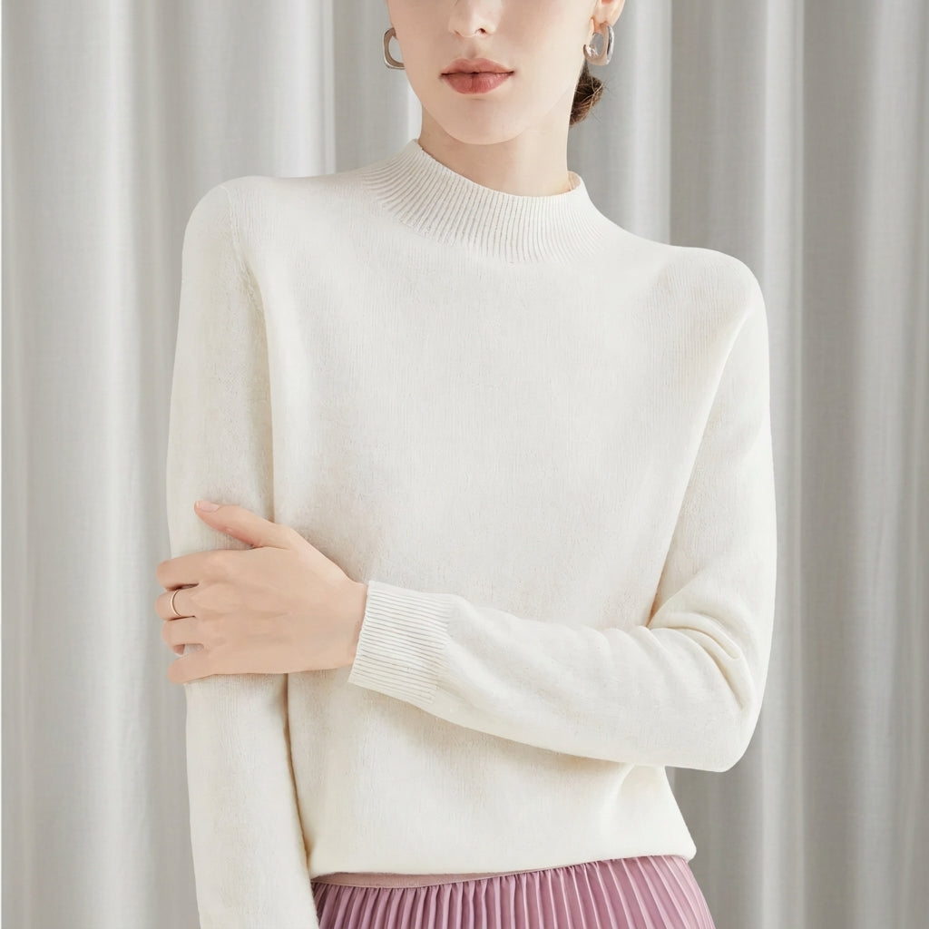 Women's Cashmere Blend Mock Neck Sweater – Elara