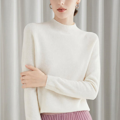 Women's Cashmere Blend Mock Neck Sweater – Elara