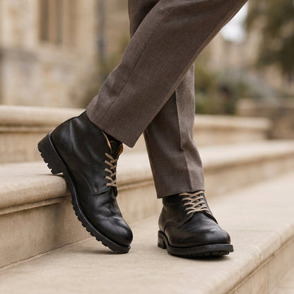 Lace-Up Boots Faux Leather Classic Style – Marlowe