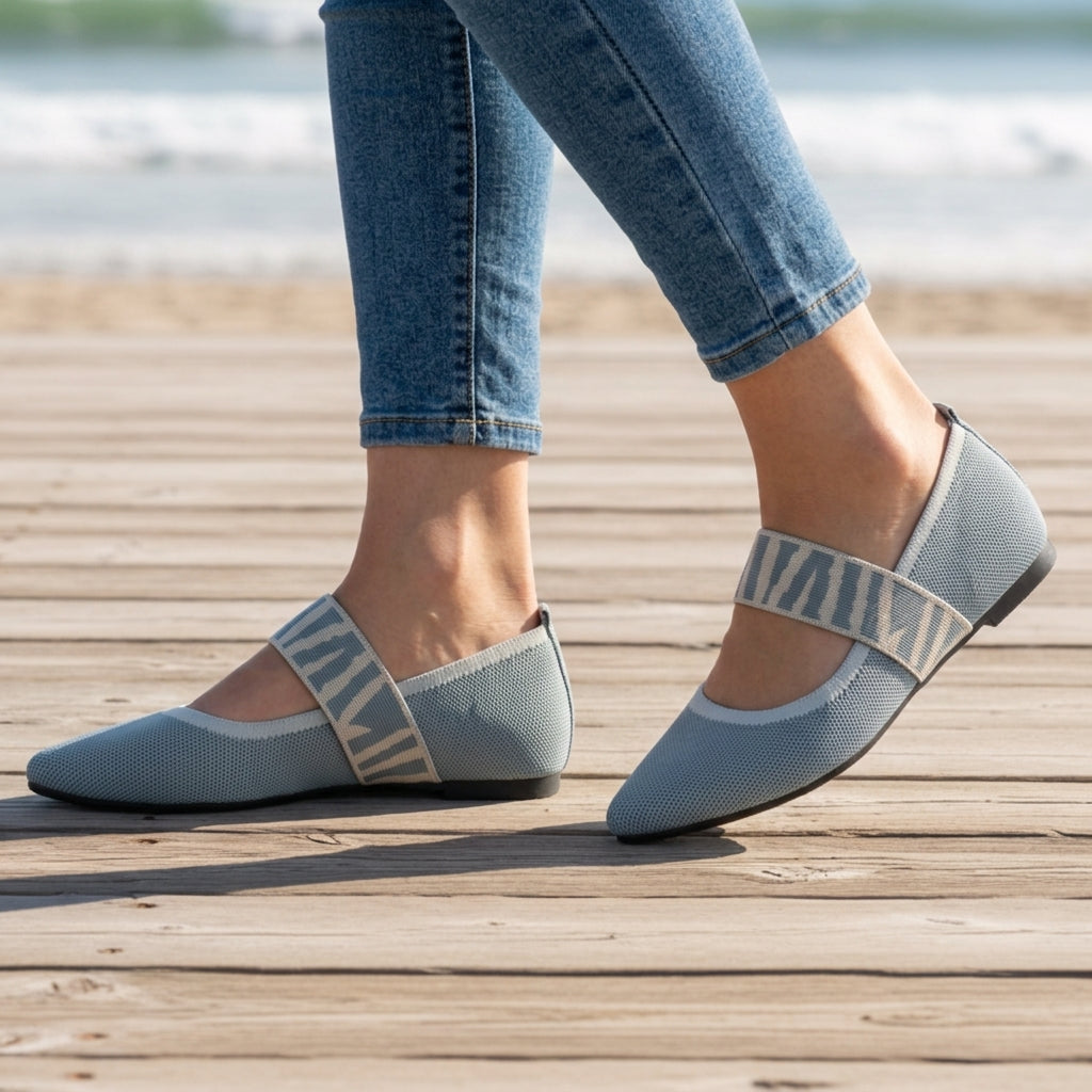 Women's Knit Mary Jane Flats Slip-On Everyday Style – Elara