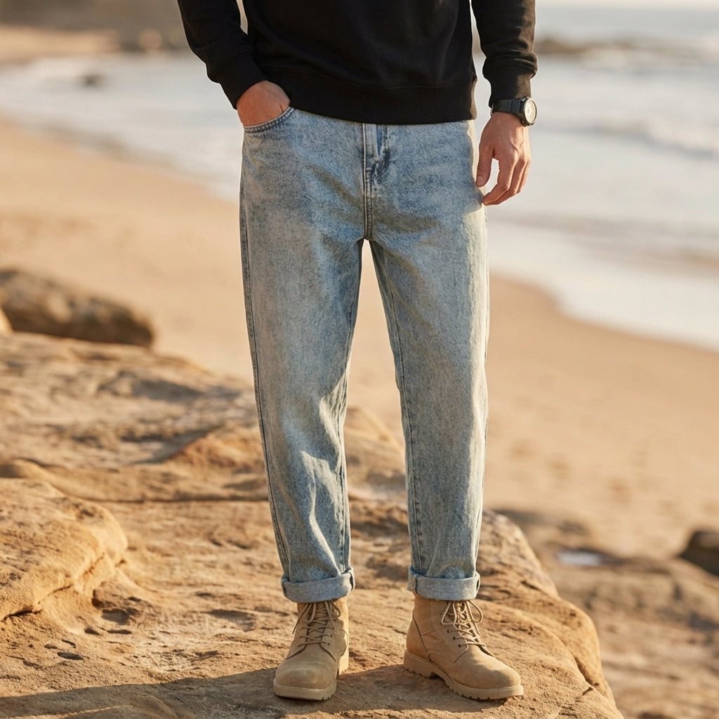 Straight Leg Jeans Premium Denim Relaxed Fit Indigo – Marlowe
