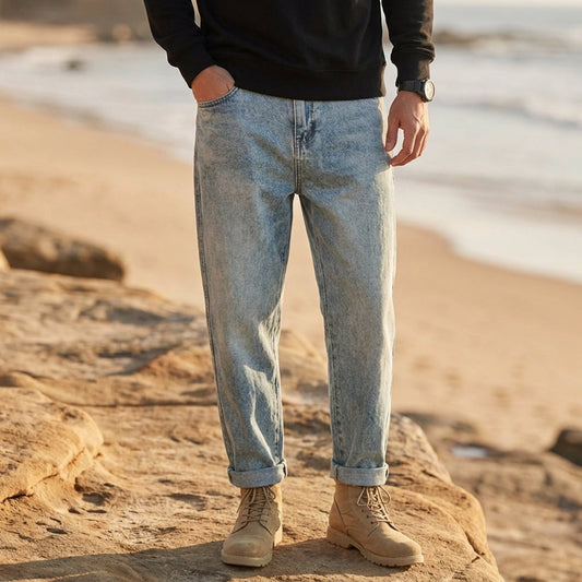 Straight Leg Jeans Premium Denim Relaxed Fit Indigo – Marlowe