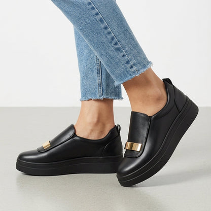 Platform Loafers for Women Gold Accent Slip-On Style – Aurelia