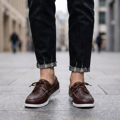 Boat Shoes Two-Tone Faux Leather Penny Loafers – Marlowe