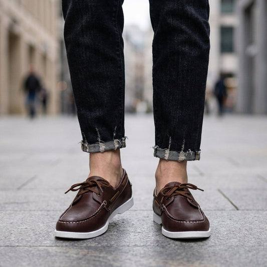 Boat Shoes Two-Tone Faux Leather Penny Loafers – Marlowe