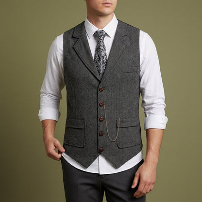 Men's Herringbone Wool Blend Tailored Waistcoat – Marlowe