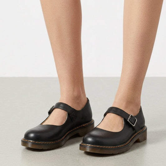 Women’s Mary Jane Flats Orthopedic Faux Leather Buckle Strap – Celeste
