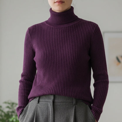 Women's Ribbed Turtleneck Sweater Slim Fit – Marlowe
