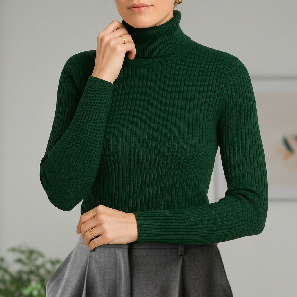 Women's Ribbed Turtleneck Sweater Slim Fit – Marlowe