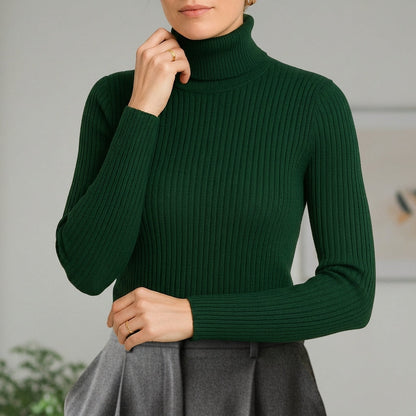 Women's Ribbed Turtleneck Sweater Slim Fit – Marlowe