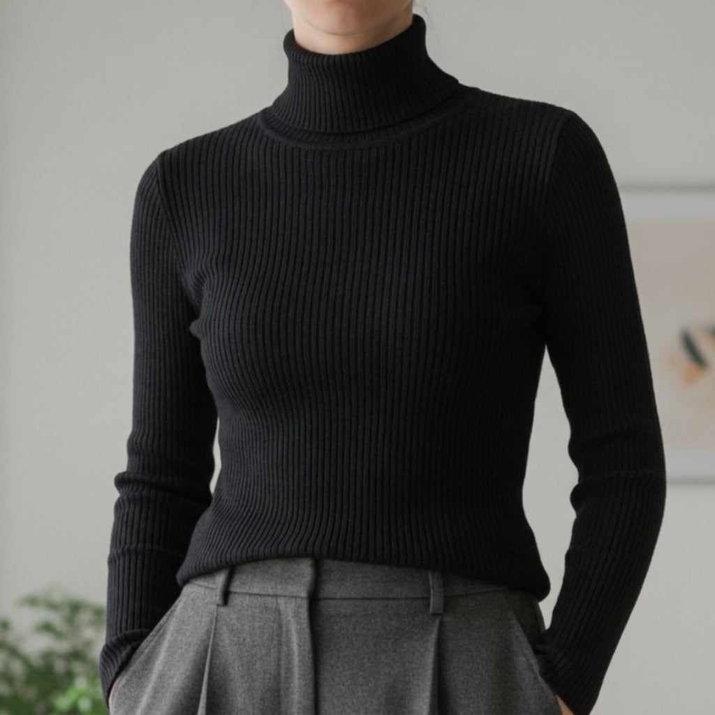 Women's Ribbed Turtleneck Sweater Slim Fit – Marlowe