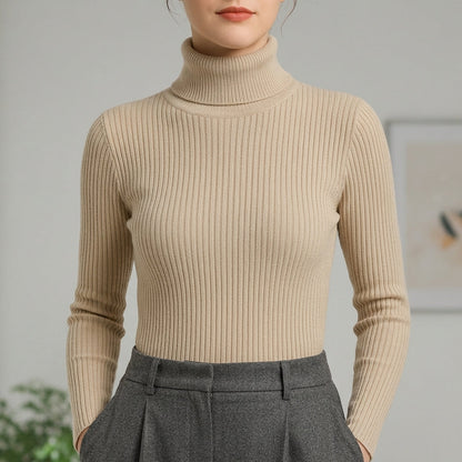 Women's Ribbed Turtleneck Sweater Slim Fit – Marlowe