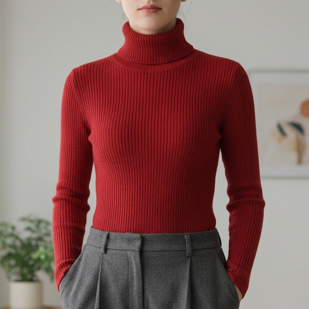 Women's Ribbed Turtleneck Sweater Slim Fit – Marlowe