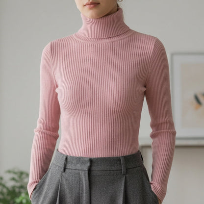 Women's Ribbed Turtleneck Sweater Slim Fit – Marlowe