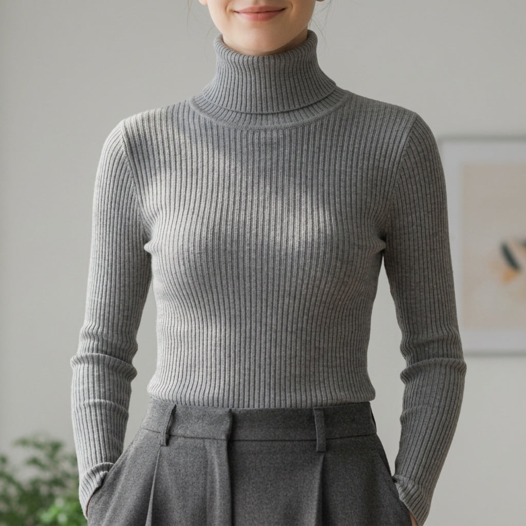 Women's Ribbed Turtleneck Sweater Slim Fit – Marlowe