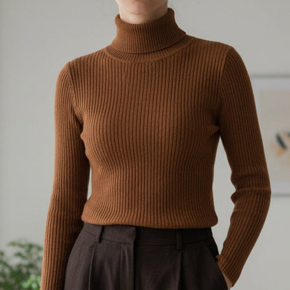 Women's Ribbed Turtleneck Sweater Slim Fit – Marlowe