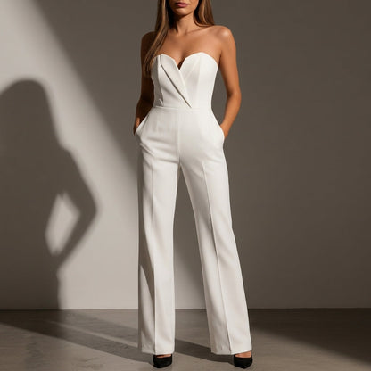 Women's Wide-Leg Jumpsuit V-Neck Pull-On Style – Celeste