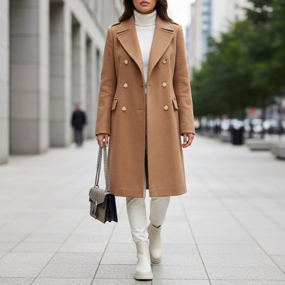 Women's Wool Blend Double-Breasted Longline Coat – Marcelle