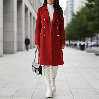 Women's Wool Blend Double-Breasted Longline Coat – Marcelle