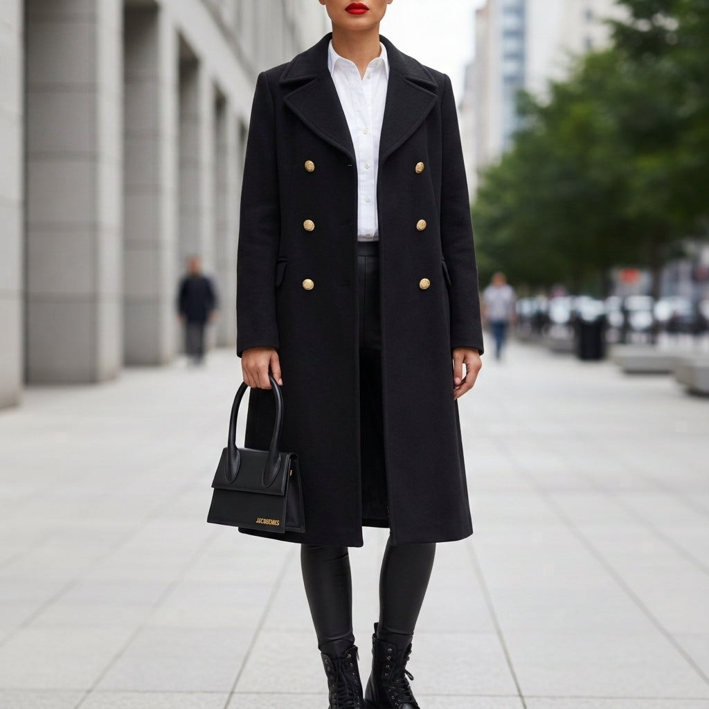 Women's Wool Blend Double-Breasted Longline Coat – Marcelle