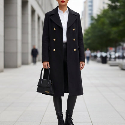 Women's Wool Blend Double-Breasted Longline Coat – Marcelle