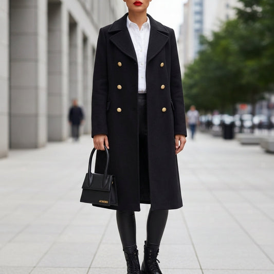 Women's Wool Blend Double-Breasted Longline Coat – Marcelle